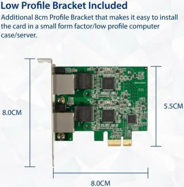 Alt view image 5 of 9 - Syba Dual 2.5 Gigabit Ethernet PCI Express PCI-E Network Controller Card 10/100/1000/2500 Mbps RJ45 LAN Adapter Low Profile Bracket