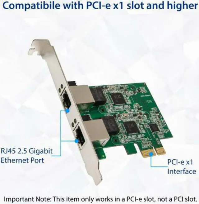 Alt view image 7 of 9 - Syba Dual 2.5 Gigabit Ethernet PCI Express PCI-E Network Controller Card 10/100/1000/2500 Mbps RJ45 LAN Adapter Low Profile Bracket