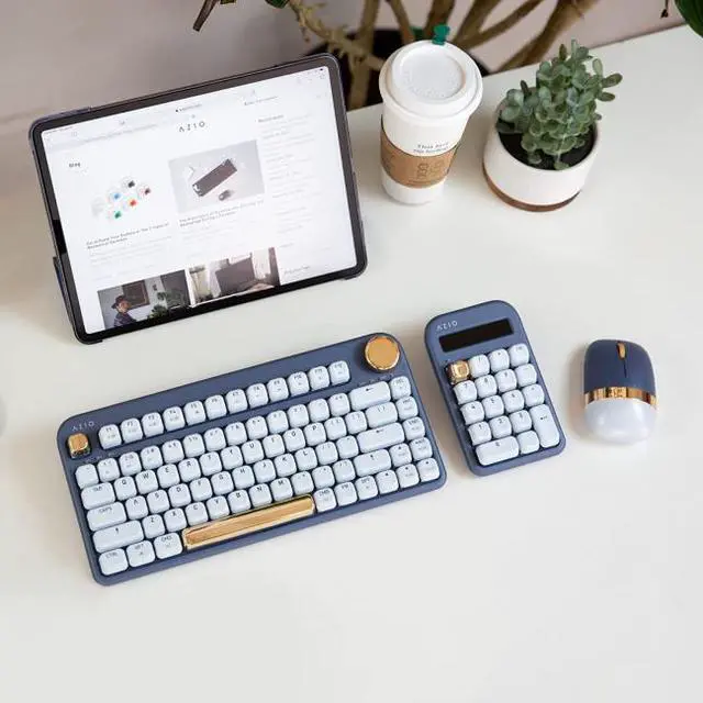 Alt view image 8 of 20 - AZIO IZO Wireless Bluetooth Mechanical Keyboard Blue Iris