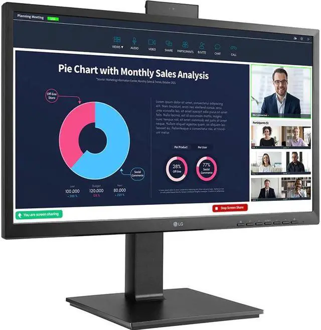 Alt view image 3 of 15 - LG 24BP750C-B 23.8" Class FHD IPS Monitor with Built-in Full HD Webcam