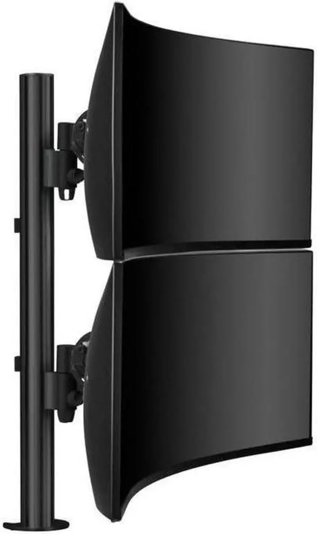 Alt view image 3 of 7 - atdec awms-2-lth75-h-b dual stack heavy monitor desk mount - flat and curved up to 49in - vesa 75x75, 100x100 - tool-free adjustable monitor height, tilt, pan - quick display release, black