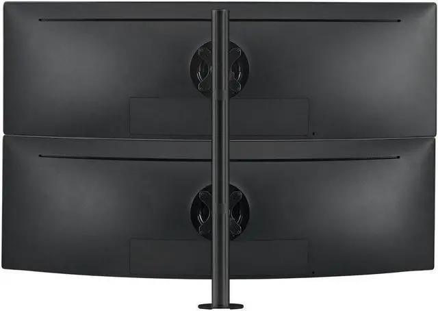 Alt view image 4 of 7 - atdec awms-2-lth75-h-b dual stack heavy monitor desk mount - flat and curved up to 49in - vesa 75x75, 100x100 - tool-free adjustable monitor height, tilt, pan - quick display release, black
