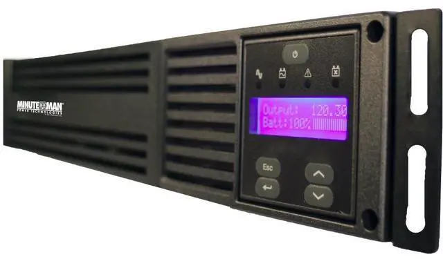 Alt view image 3 of 7 - Minuteman EXR3000RT2U Interactive Uninterruptible Power Supply - 2U Tower/Rack/Wall Mountable - AVR - 2.50 Minute Stand-by - 120 V AC Input - 120 V AC Output - Single Phase - Serial Port - 6 x NEMA 5-20R, 1 x NEMA L5-30R Receptacle(s)