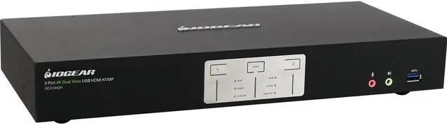 Alt view image 5 of 16 - IOGEAR 2-Port 4K Dual View KVMP Switch with HDMI Connection, USB 3.0 Hub and Audio