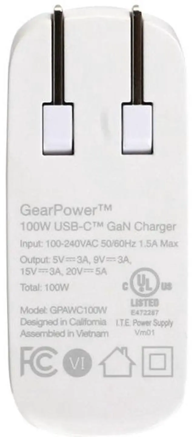 Alt view image 7 of 20 - IOGEAR GPAWC100W GearPower 100W USB-C GaN Charger [USB-IF]