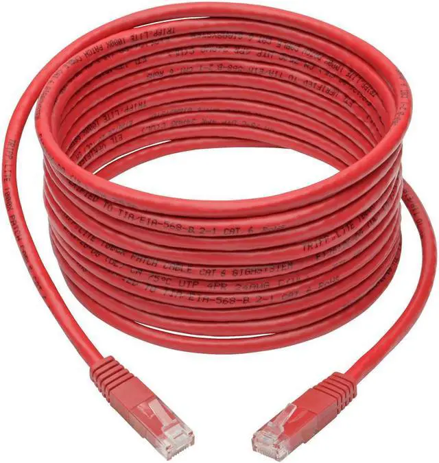 Alt view image 14 of 20 - Tripp Lite Premium Cat5/5e/6 Gigabit Molded Patch Cable, 24 AWG, 550 MHz/1 Gbps (RJ45 M/M), Red, 15 ft. (N200-015-RD)
