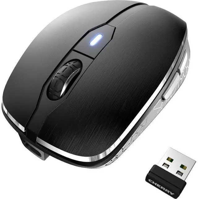 Alt view image 4 of 14 - CHERRY MW 8C ADVANCED Rechargeable Wireless Mouse - Laser - Wireless - Bluetooth - 2.40 GHz - Yes - Black - USB - 3200 dpi - Scroll Wheel - 6 Button(s) - Symmetrical