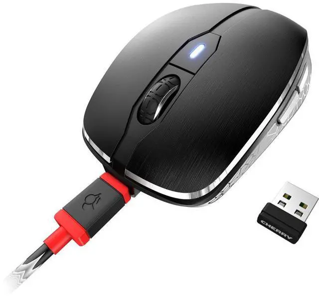 Alt view image 7 of 14 - CHERRY MW 8C ADVANCED Rechargeable Wireless Mouse - Laser - Wireless - Bluetooth - 2.40 GHz - Yes - Black - USB - 3200 dpi - Scroll Wheel - 6 Button(s) - Symmetrical