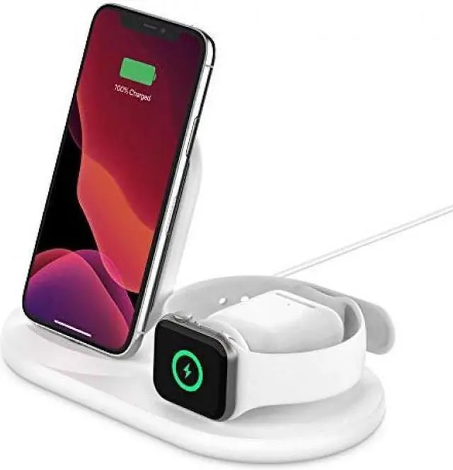 Alt view image 17 of 20 - BELKIN WIZ001ttWH White BOOST CHARGE 3-in-1 Wireless Charger for Apple Devices
