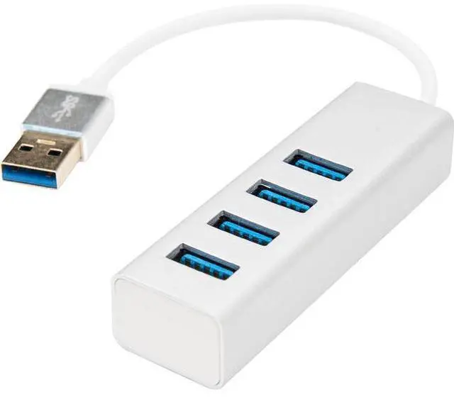 Alt view image 11 of 17 - Rocstor 6" Portable 4 Port SuperSpeed Mini USB 3.0 Hub - Aluminum Silver