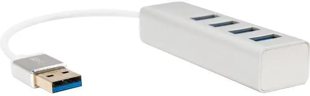Alt view image 12 of 17 - Rocstor 6" Portable 4 Port SuperSpeed Mini USB 3.0 Hub - Aluminum Silver