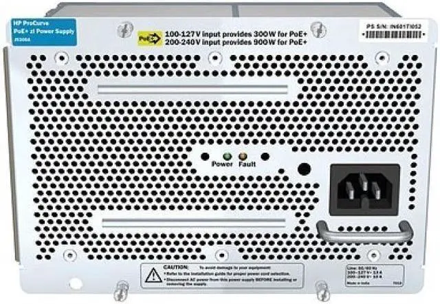 Alt view image 4 of 5 - HPE J9829A#ACC Aruba 5400R 1100W PoE+ zl2 Power Supply