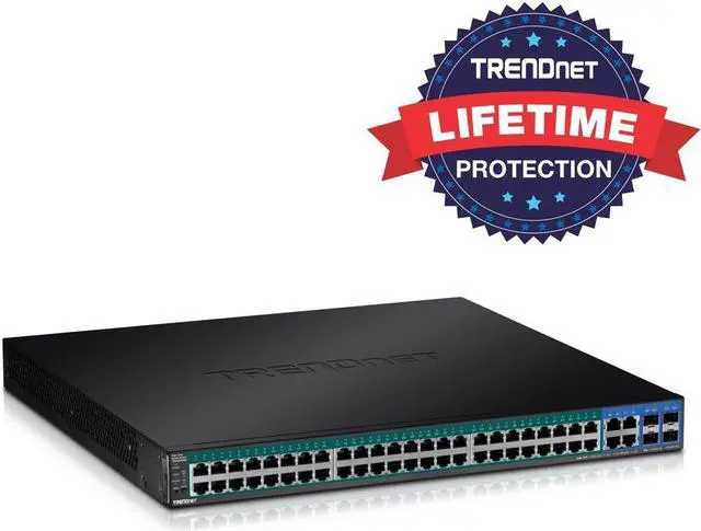 Alt view image 13 of 20 - TRENDnet 52-Port Gigabit Web Smart PoE+ Switch, 48 Gigabit PoE+ Ports, 4 Shared Gigabit Ports (RJ-45 Or SFP), 370W PoE Power Budget, 104Gbps Switching Capacity, Lifetime Protection, Black, TPE-5240WS