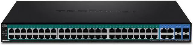 Alt view image 10 of 20 - TRENDnet 52-Port Gigabit Web Smart PoE+ Switch, 48 Gigabit PoE+ Ports, 4 Shared Gigabit Ports (RJ-45 Or SFP), 370W PoE Power Budget, 104Gbps Switching Capacity, Lifetime Protection, Black, TPE-5240WS