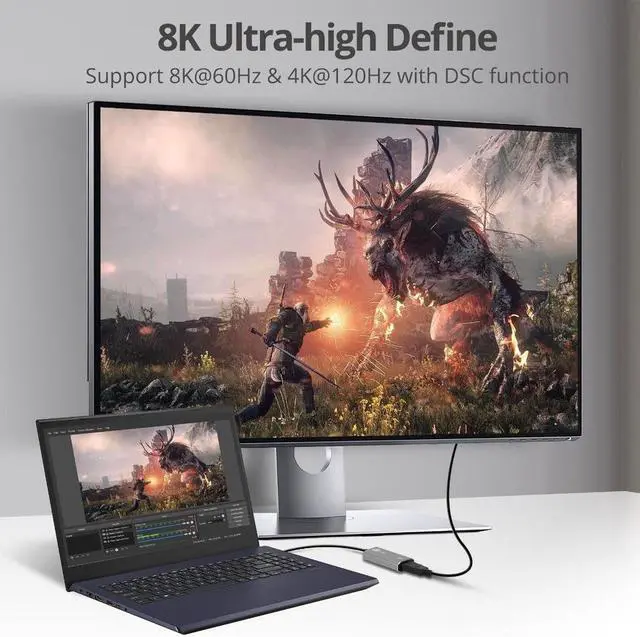 Alt view image 2 of 11 - SIIG CB-TC0L11-S1 Type C to HDMI Adapter 8K, USB-C Input to HDMI Output, Unidirectional, Supports 8K 60Hz and 4K 120Hz
