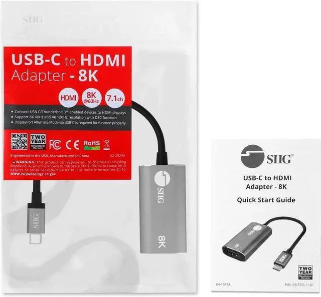 Alt view image 7 of 11 - SIIG CB-TC0L11-S1 Type C to HDMI Adapter 8K, USB-C Input to HDMI Output, Unidirectional, Supports 8K 60Hz and 4K 120Hz