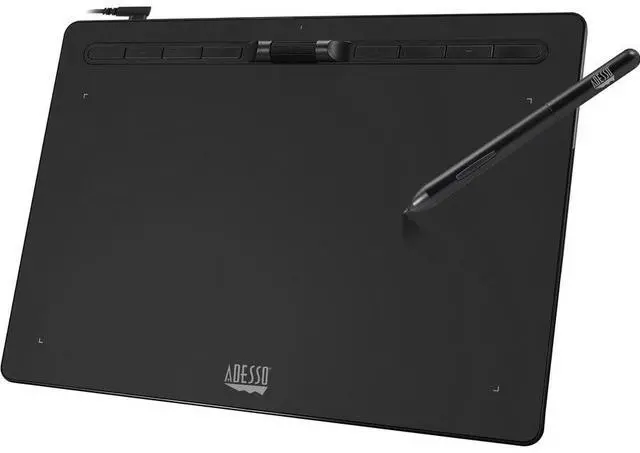 Alt view image 4 of 20 - Adesso 12" x 7" Graphic Tablet - Graphics Tablet - 12" x 7" - 5080 lpi Cable - 8192 Pressure Level - Pen - 1 - Mac, PC - Black