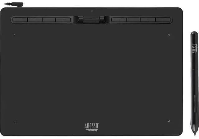 Alt view image 2 of 20 - Adesso 12" x 7" Graphic Tablet - Graphics Tablet - 12" x 7" - 5080 lpi Cable - 8192 Pressure Level - Pen - 1 - Mac, PC - Black