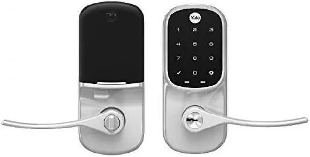 Alt view image 2 of 8 - Yale Assure Lever, Touchscreen Keypad Door Lever (for doors with no deadbolt) - Keyless entry with pin code unlocking and one-touch or Auto-Locking - Satin Nickel