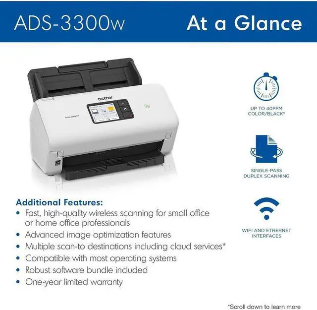 Alt view image 4 of 7 - Brother ADS-4300N 600 x 600 dpi Duplex Document Scanner