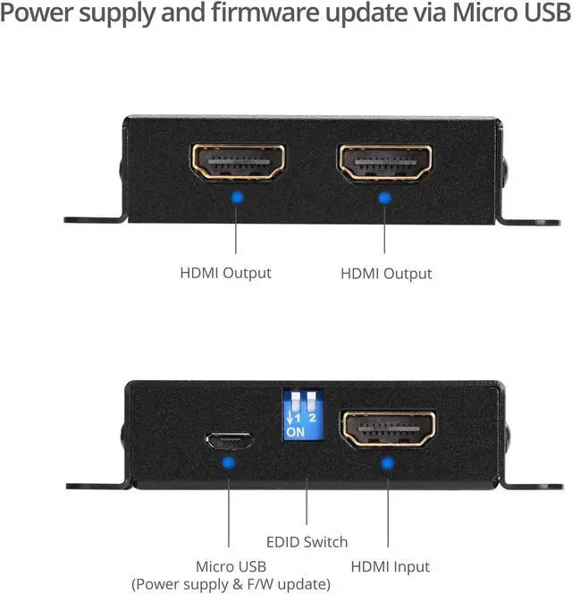 Alt view image 14 of 20 - Siig 2-Port Hdmi 2.0 Hdr Mini Splitter Amplifier With Edid Management