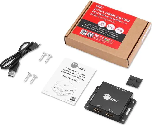 Alt view image 15 of 20 - Siig 2-Port Hdmi 2.0 Hdr Mini Splitter Amplifier With Edid Management
