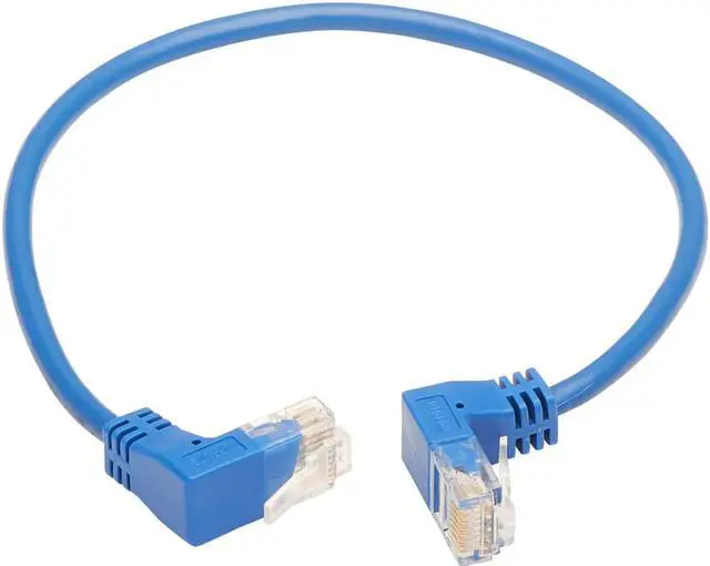 Alt view image 8 of 12 - TRIPP LITE N204-S01-BL-UD 1 ft. Cat 6 Blue Up/Down-Angle Cat6 Gigabit Molded Slim UTP Ethernet Cable (RJ45 Up-Angle M to RJ45 Down-Angle M)