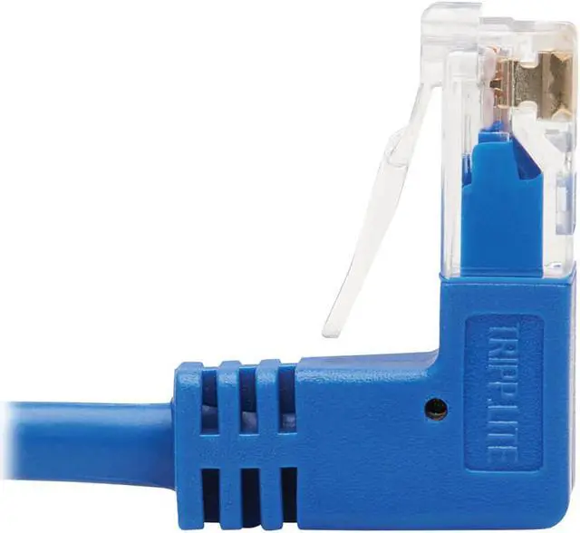 Alt view image 4 of 12 - TRIPP LITE N204-S01-BL-UD 1 ft. Cat 6 Blue Up/Down-Angle Cat6 Gigabit Molded Slim UTP Ethernet Cable (RJ45 Up-Angle M to RJ45 Down-Angle M)