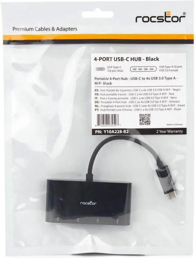 Alt view image 5 of 9 - Rocstor Slim Portable 4 Port USB C Hub Y10A228B2