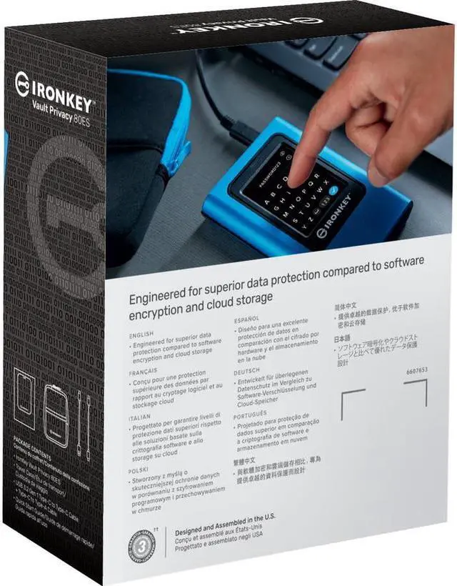 Alt view image 8 of 20 - Kingston IronKey Vault Privacy 80 960GB External SSD | FIPS 197 | XTS-AES 256GB Encrypted | Touch Screen PIN | Secure Data Protection | IKVP80ES/960G