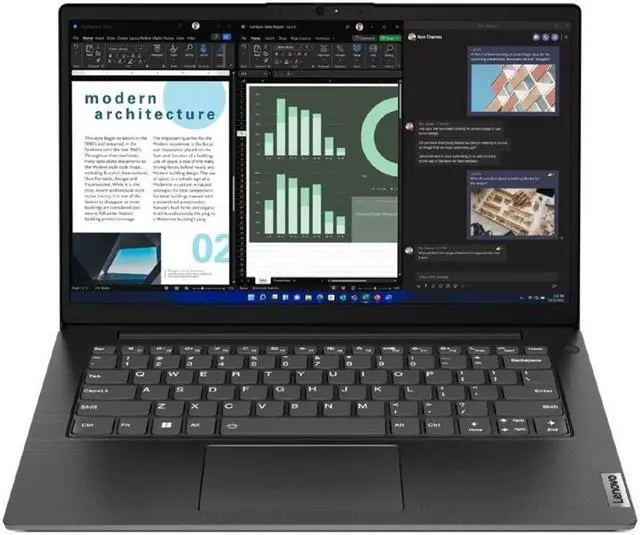 Alt view image 3 of 15 - Lenovo V14 G3 ABA 82TU0006US 14" Notebook - Full HD - 1920 x 1080 - AMD Ryzen 3 5425U 2.70 GHz - 8 GB Total RAM - 256 GB SSD - Business Black - Intel Chip - Windows 11 Pro - AMD Radeom Graphics -