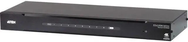 Main image of ATEN 8-Port True 4K HDMI Splitter-TAA Compliant - 4096 x 2160 - 19.69 ft Maximum Operating Distance - 1 x HDMI In - 8 x HDMI Out - Serial Port - Metal