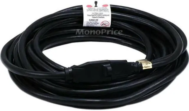 Alt view image 12 of 14 - Monoprice 25ft 14AWG Power Extension Cord Cable, 15A (NEMA 5-15P to NEMA 5-15R)