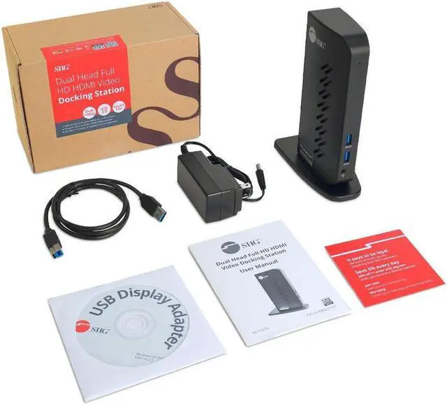 Alt view image 15 of 17 - SIIG AC JUDK0L11S1 Dual Video Full HD HDMI Video Docking Station Brown Box