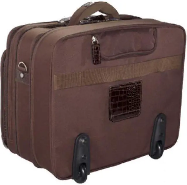 Alt view image 2 of 9 - Francine Collection Croco Roller Carrying Case (Roller) for 17.3' Notebook - Brown