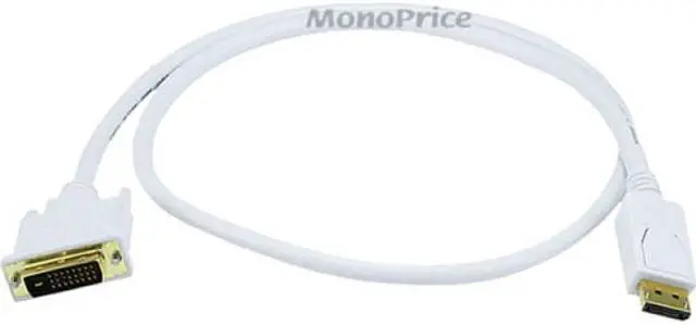Alt view image 5 of 10 - Monoprice 3ft 28AWG DisplayPort to DVI Cable - White