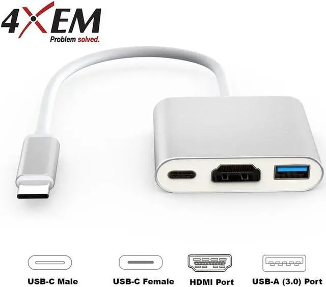 Alt view image 3 of 5 - 4XEM 3-in-1 USB-C Docking Station with 4K HDMI and USB 3.0
