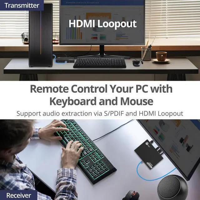 Alt view image 5 of 20 - SIIG 4K 60Hz HDR HDMI KVM Over Cat6 Extender with S/PDIF & Touch Screen Support - 1 Computer(s) - 1 Local User(s) - 1 Remote User(s) - 229.66 ft Range - 4K - 3840 x 2160 Maximum Video Resolution -