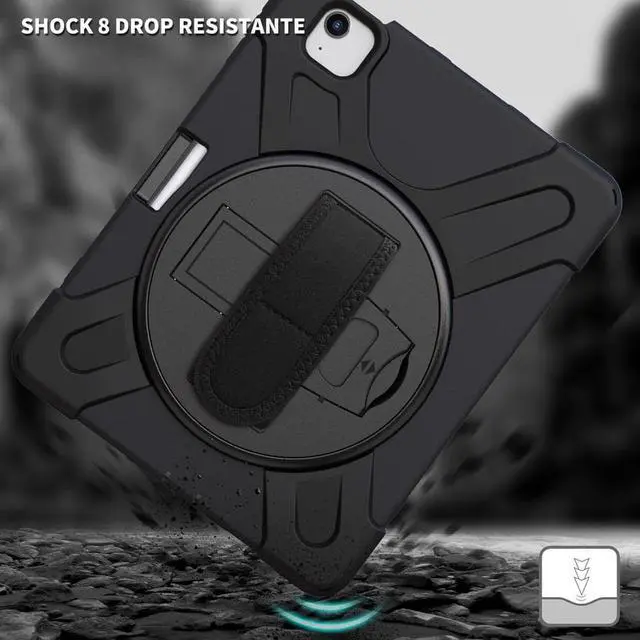 Alt view image 5 of 9 - Rugged Case iPad Air 10.9 Gen 4 Silicone Polycarbonate Hand Strap
