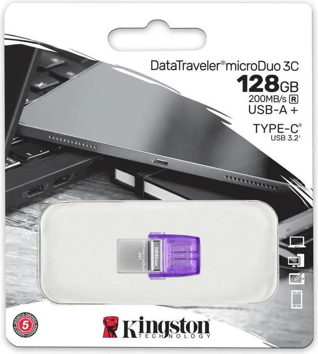 Alt view image 18 of 20 - Kingston 128GB DataTraveler microDuo 3C USB Flash Drive USB Type-C and Type-A Flash Drive