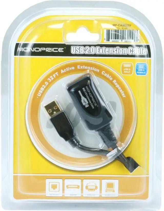 Alt view image 10 of 14 - Monoprice USB Type-A to Type-A Female 2.0 Extension Cable - Active, 28/24AWG, Repeater, Kinect and PS3 Move Compatible,