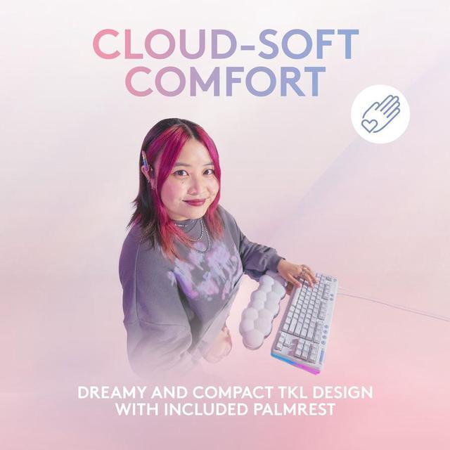 Alt view image 7 of 9 - Logitech G713 Wired Mechanical Gaming Keyboard with LIGHTSYNC RGB Lighting, Linear Switches (GX Red), and Keyboard Palm Rest, PC and Mac Compatible - White Mist