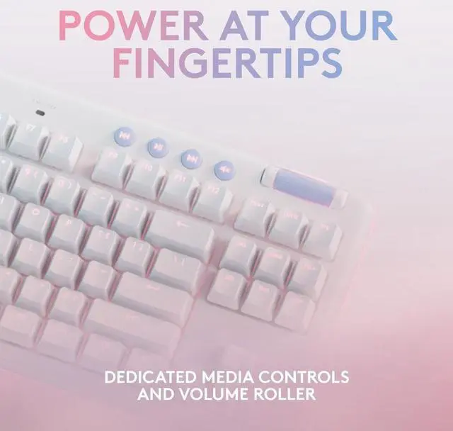 Alt view image 6 of 17 - Logitech G713 Wired Mechanical Gaming Keyboard with LIGHTSYNC RGB Lighting, Tactile Switches (GX Brown), and Keyboard Palm Rest, PC and Mac Compatible - White Mist