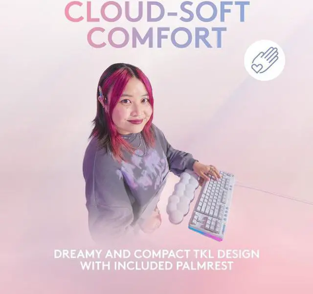 Alt view image 8 of 17 - Logitech G713 Wired Mechanical Gaming Keyboard with LIGHTSYNC RGB Lighting, Tactile Switches (GX Brown), and Keyboard Palm Rest, PC and Mac Compatible - White Mist