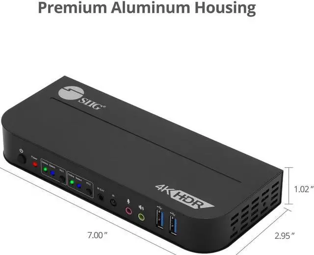 Alt view image 6 of 9 - SIIG 2x1 HDMI 4K HDR KVM USB 3.0 Switch with Remote Control CEKV0E11S1