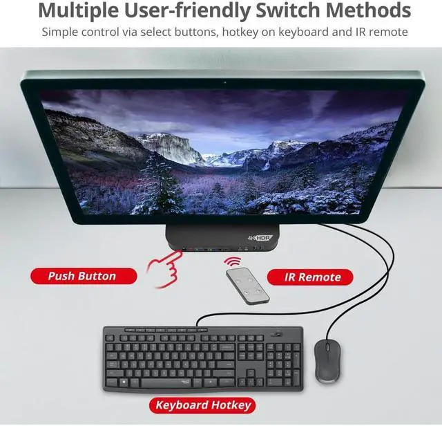 Alt view image 8 of 9 - SIIG 2x1 HDMI 4K HDR KVM USB 3.0 Switch with Remote Control CEKV0E11S1