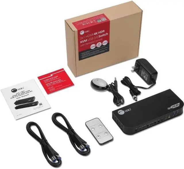 Alt view image 7 of 9 - SIIG 2x1 HDMI 4K HDR KVM USB 3.0 Switch with Remote Control CEKV0E11S1