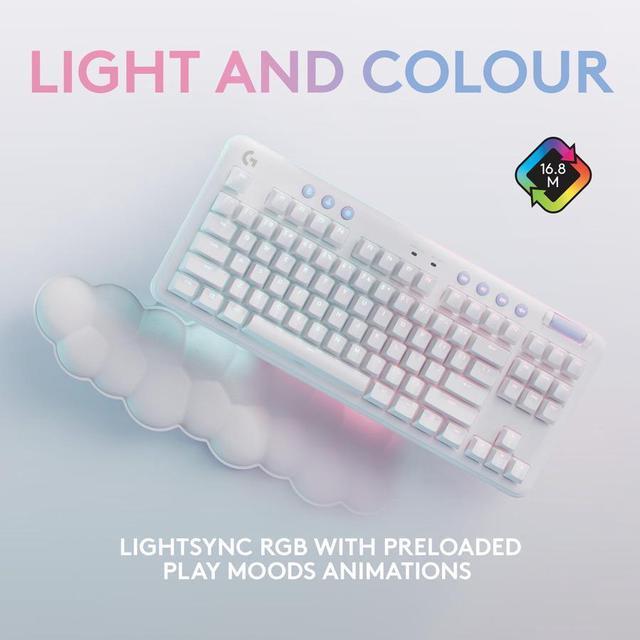 Alt view image 5 of 20 - Logitech G715 Wireless Mechanical Gaming Keyboard with LIGHTSYNC RGB Lighting, Lightspeed, Tactile Switches (GX Brown), and Keyboard Palm Rest, PC and Mac Compatible, White Mist