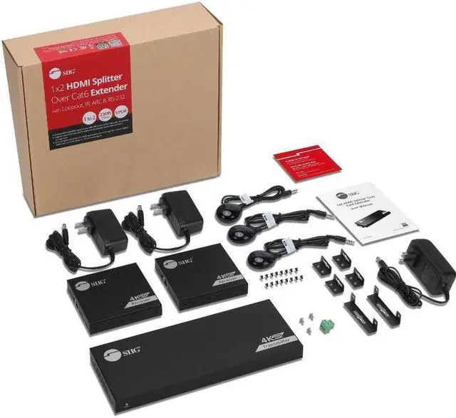 Alt view image 12 of 20 - SIIG 1x2 HDMI Splitter Over Cat6 Extender w/ Loopout IR ARC & RS-232 CEH27911S1