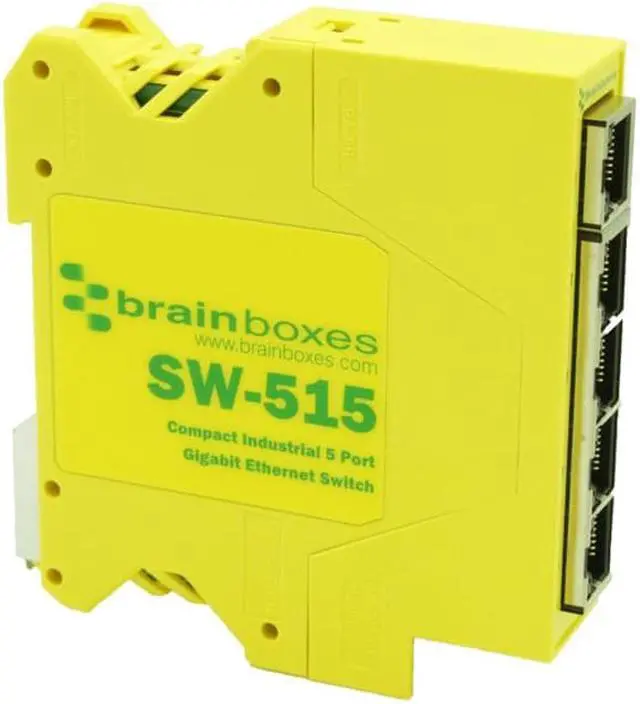 Alt view image 8 of 10 - Brainboxes - SW-515 - Brainboxes Compact Industrial 5 Port Gigabit Ethernet Switch DIN Rail Mountable - 5 Ports - TAA